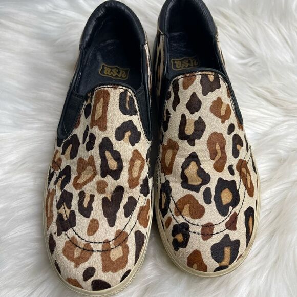 Ash Jungle Leopard Print Platform Slip On Calf Hair Shoes 37 - Picture 2 of 7